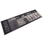 vidaXL Kuhinjska preproga pralna napis Coffee črna 60x180 cm žamet