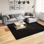 vidaXL Preproga s kratkimi vlakni mehka pralna črna 240x240 cm