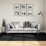 vidaXL Preproga OVIEDO s kratkimi vlakni črna 160x230 cm