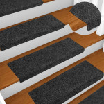 vidaXL Preproge za stopnice samolepilne 10 kosov 65x21x4 cm temno sive