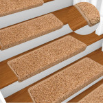 vidaXL Stopniščne preproge 15 kosov 65x21x4 cm bež pravokotne