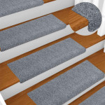 vidaXL Preproge za stopnice samolepilne 15 kosov 65x21x4 cm svetlo siv