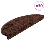 vidaXL Stopniščne preproge 30 kosov 65x21x4 cm rjave polkrožne velike