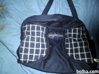 Torba za voziček-temnomodra, karirasta