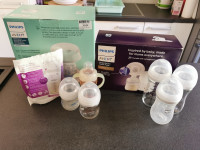 Philips Avent enojna električna črpalka + sterilizator + stekleničke