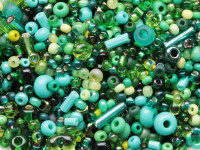 Steklene perle / kroglice za izdelavo nakita, zelene in turkizne, 15g