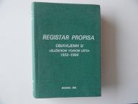 REGISTAR PROPISA OBJAVLJENIH U SLUŽBENOM VOJNOM LISTU 1952-1984