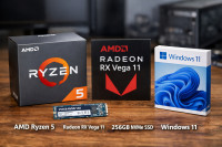 Namizni računalnik AMD Ryzen 5, RX Vega 11, 256 Gb SSD Nvme, Win11