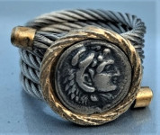 dizajnerski srebrni prstan s podobo Apolona