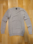 Nov moški pulover sive barve, velikost XS