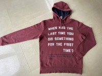 PULOVER When Was TOM TAILOR bordo rdeč HOODY s kapuco, bombaž, vel. L