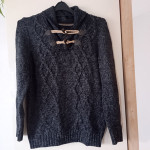 CELIO ČRNO SIV PLETEN PULOVER S