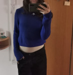 temno moder terranova cropped pulover