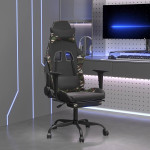 vidaXL Gaming stol z oporo za noge črno in kamuflažno umetno usnje