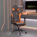vidaXL Gaming stol z oporo za noge črno in oranžno umetno usnje