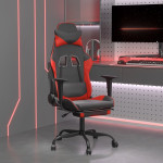 vidaXL Gaming stol z oporo za noge črno in rdeče umetno usnje