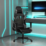 vidaXL Gaming stol z oporo za noge črno in sivo umetno usnje