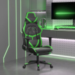 vidaXL Masažni gaming stol z oporo za noge črno in zeleno umetno usnje