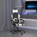 vidaXL Vrtljiv gaming stol črno in belo umetno usnje