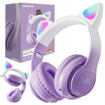 Aku. LED RGB brezžične igralne slušalke z mačjimi ušesi + mikrofon