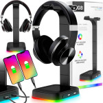 LED RGB stojalo za igralne slušalke 2x USB 2.0