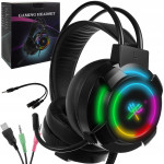 PRO LED RGB igralne slušalke 5.1 z mikrofonom USB AUX + adapter