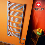 Kopalniški cevni radiator Terma - Domi, 776 x 600 mm, 400 W, bela barv