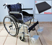 NOV lahek invalidski voziček, z dodatnima zavorama + blazina