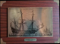 Gravirana plošča, velikosti 40x30cm, nizozemska jadrnica iz l.1647
