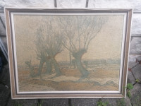 SLIKA na lesonitu v debelem okvirju brez stekla 75 x 57 cm
