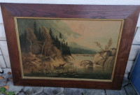 SLIKA na lesonitu v lepem širokem okvirju brez stekla 110 x 81 cm