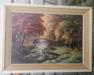SLIKA na lesonitu v širokem debelem okvirju brez stekla 79 x 59,5 cm