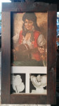 SLIKA na lesonitu v širokem masivnem okvirju brez stekla 48,5 x 88 cm