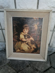 SLIKA na lesonitu v širokem okvirju brez stekla 41 x 49 cm