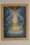 Slika na Platnu z Zlatim Okvirjem - Ženski Portret