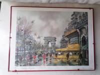 SLIKA v lepem debelem masivnem okvirju s steklom 41 x 31 cm