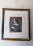 SLIKA v lepem okvirju s počenim steklom 19 x 21 cm