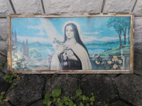 SLIKA v poškodovanem okvirju s steklom 81 x 39 cm