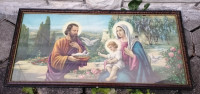 SLIKA v okvirju s počenim steklom 81 x 39 cm
