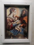 SLIKA v širokem debelem masivnem okvirju s steklom 20 x 26,5 cm