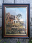 SLIKA v širokem debelem masivnem okvirju s steklom 47 x 58 cm