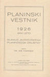 Planinski vestnik, 1926, glasilo Slovenskega planinskega društva