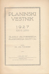 Planinski vestnik, 1927, glasilo Slovenskega planinskega društva