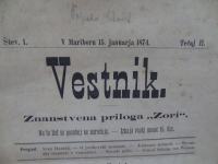 VESTNIK - ZNANSTVENA PRILOGA ZORI MARIBOR 1874