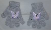 Sive dekliške rokavice z metuljčkom 98-104-110, 3-6 let
