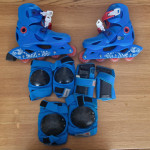 Modri in rdeči rolerji OXELO PLAY 3 za otroke + ščitniki