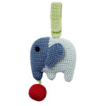 Senzorična igrača za obešanje Slonček Sam iz ekološkega bombaža - Modr