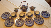 Kitajski čajni set v modri beli barvi porcelan za 4 osebe