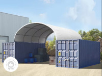 Kontejnerski Šotor, 6x6m PE, Beli / Sivi / Zeleni. Z statiko