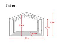 ŠOTOR SKLADIŠČNI 5m x (8,10)m; 3,0m bočne višine; PVC 550g/m²